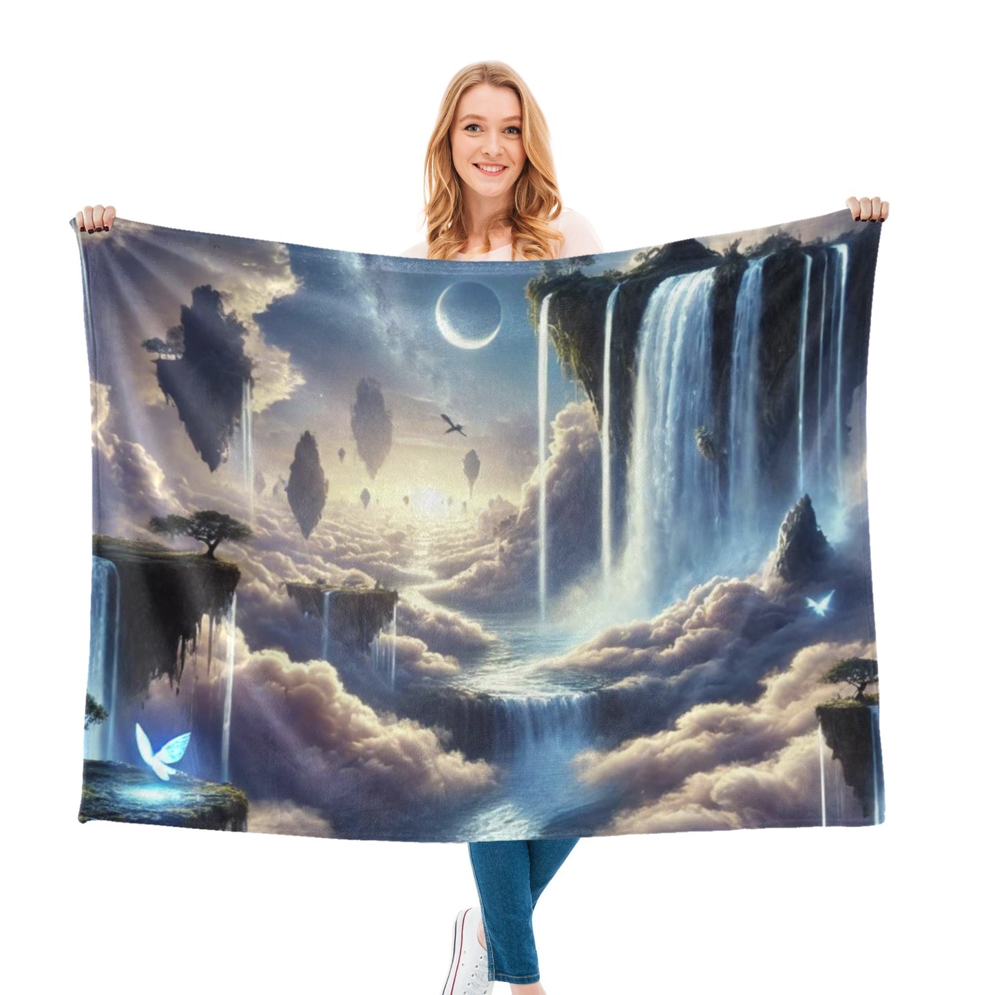 Ethereal Cascade A Dreamscape Waterfall (1) Ultra-Soft Micro Fleece Blanket 60"x50"